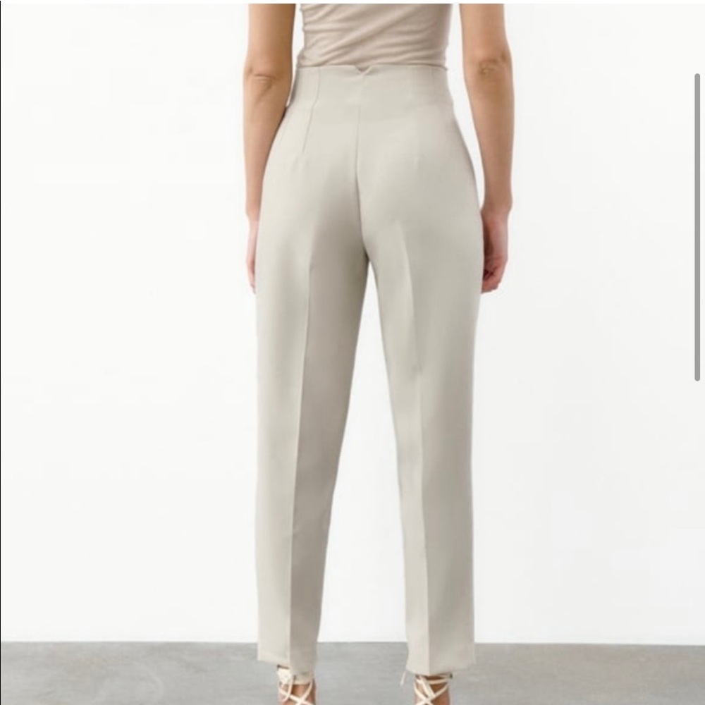 Zara Cream High-Waisted Trousers - Picture 2 of 8